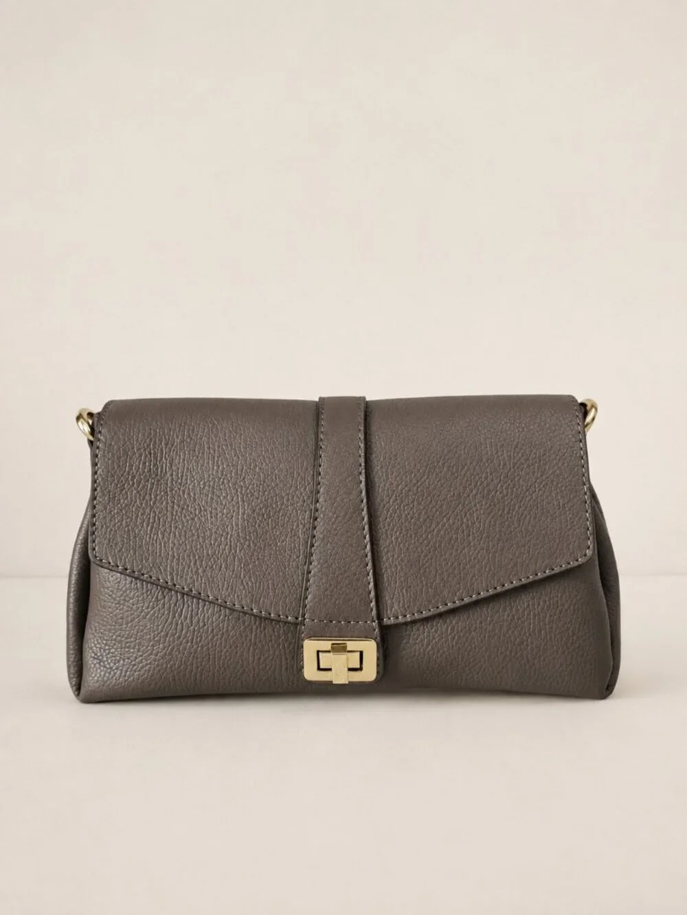 Taupe Italian Leather Crossbody Bag, Structured Shoulder Purse, Genuine Leather